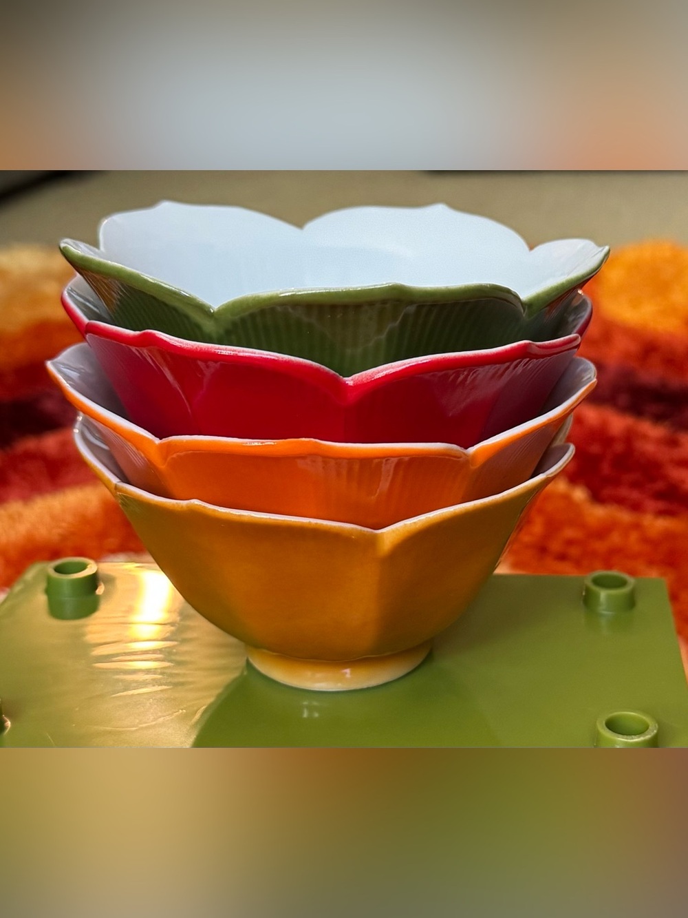 Colorful Vintage Flower Bowls - Set of 4